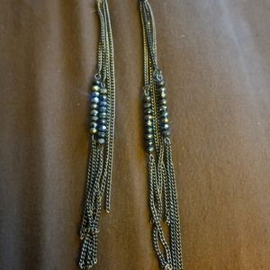 Gunmetal gray long earrings